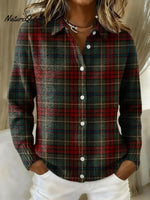 Women's Christmas Plaid Printed Collared Sweater