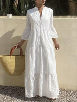 Women's Loose Retro Style Hollow Cotton Long Dress