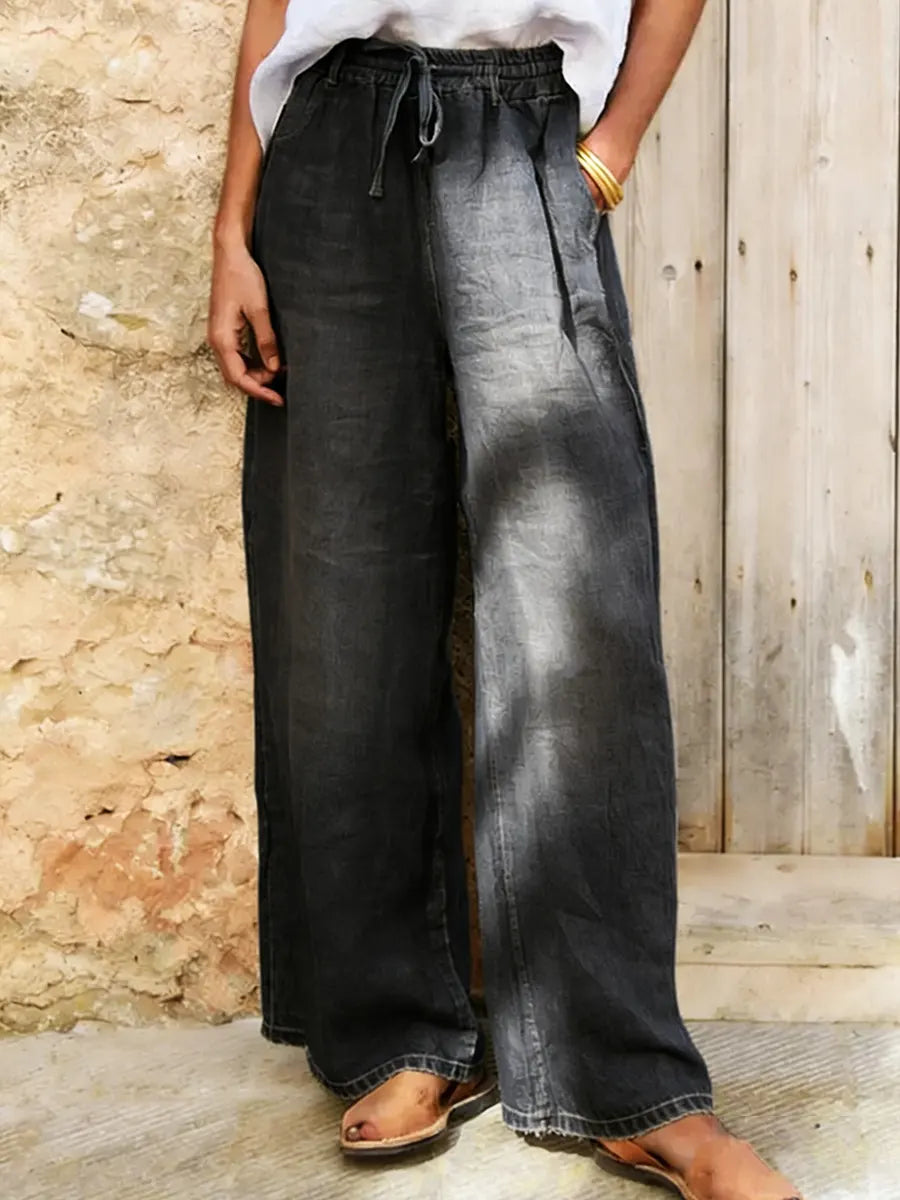 Women's Casual Linen And Cotton Wide-leg Pants