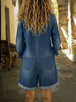 Women's Casual Cotton Denim Jumpsuit Shorts