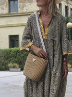 Women's Retro Pattern Art Print Casual Cotton Dress