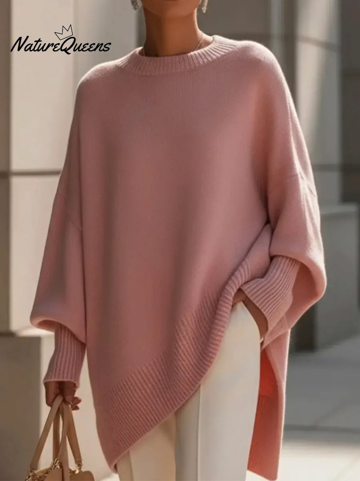 Women's Cozy Loose Asymmetrical Hem Sweater