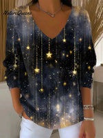 Women's Vintage ChristmasShiny Art Print CasualSweater