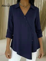 Women's Casual Asymmetrical Hem Cotton Shirt