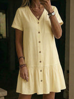 Women's V-neck Ruffled-hem Dress
