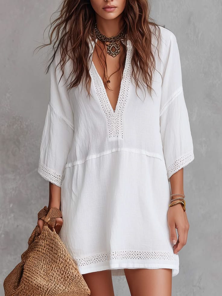 Women's Bohemian Vintage Cutout Casual Dress