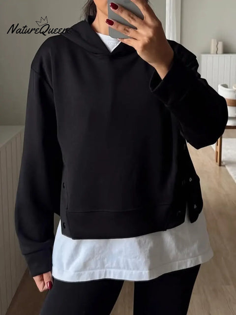 Women's Casual Cotton Hooded Sweatshirt And Pants Two-piece Set