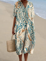 Women's Abstract Pattern Art Print Casual Cotton Dress