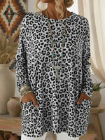 Casual Cozy Leopard Print Pocket Top