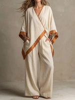 Women's Batwing Sleeve Top And Wide-leg Pants Set