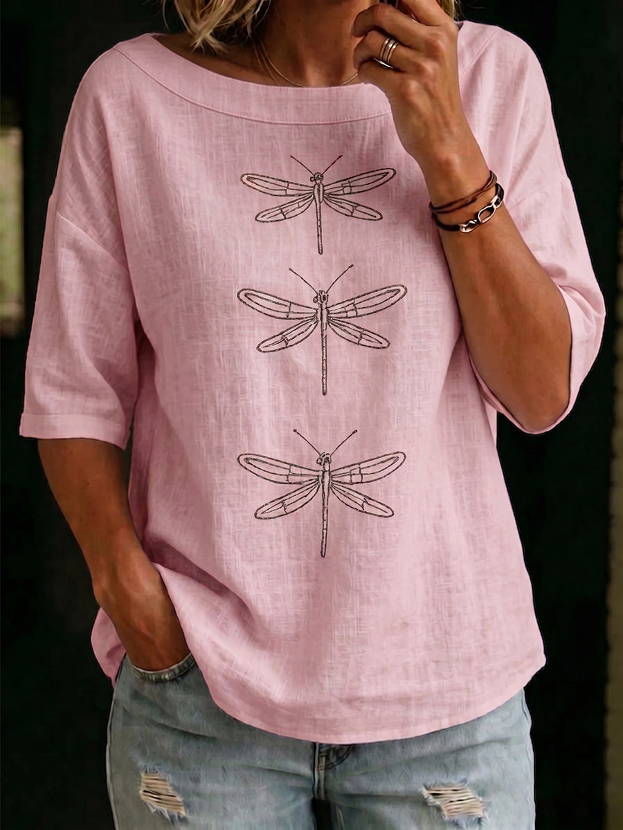 Cozy & Elegant Boat-neck Cotton-linen Shirt