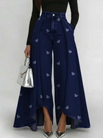 Women's Little Heart Print Casual High-waist Loose Jeans