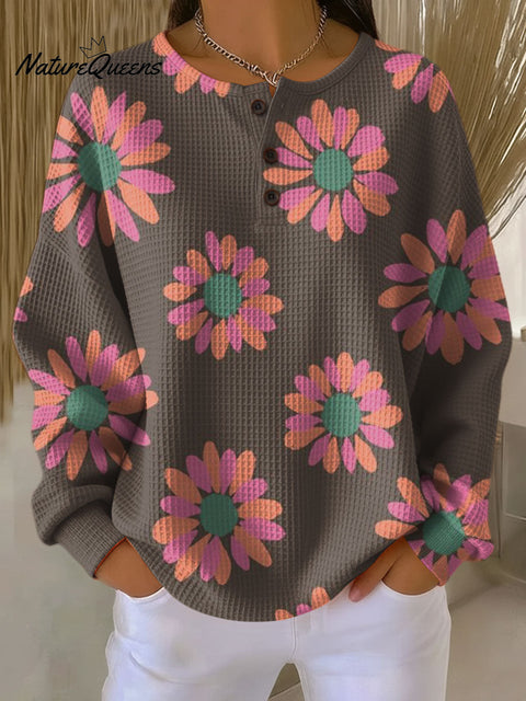 Women's Multicolor Flowers Pattern Art Print Casual Cotton Shirt