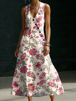Women's Flowers Casual Print Button-up Maxi Dress