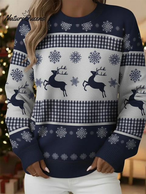 Christmas Snow Night Loose Crew Neck Sweatshirt