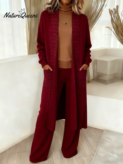 Women's Comfortable Loose Long Cardigan and Pants Two-Piece Set