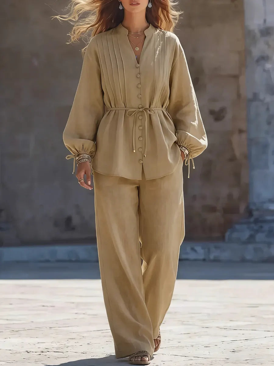 Simple And Relaxed Cotton-linen Set