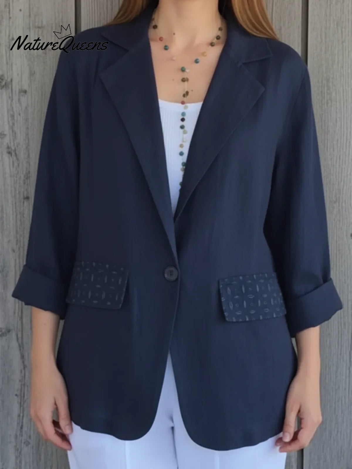 Casual Cozy Lace Patchwork Pocket Linen Jacket