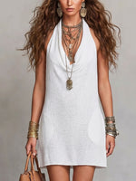 Women's Halter-neck Draped-collar Dress