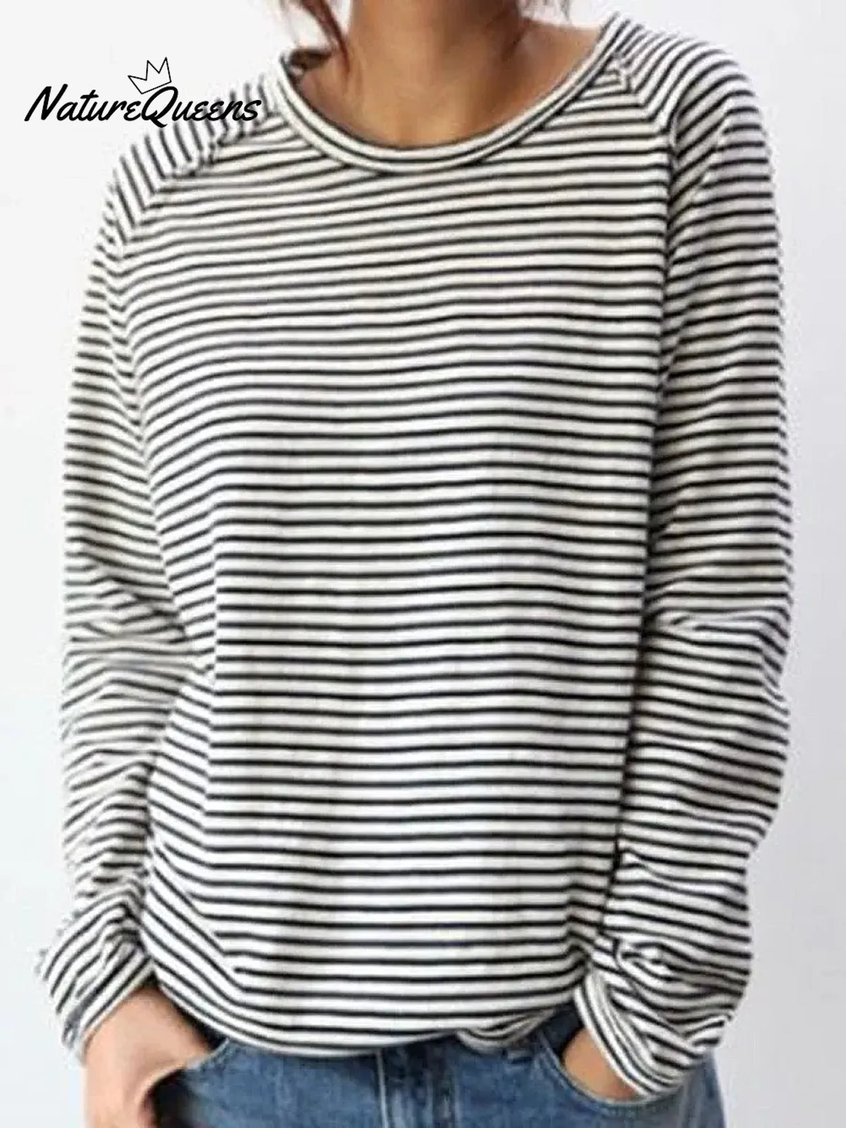 Striped Pattern Art Print Casual Cotton Sweatshirt