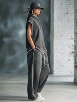 Stylish & Cozy White-trimmed Wide-leg Sweatpants