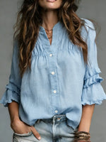 Women's Cozy Minimalist Solid-color Stand Collar 100% Cotton Shirt