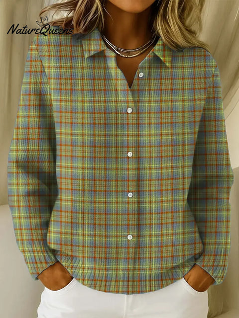 Women's Plaid Pattern Art Print Casual Cotton Knitted Sweater