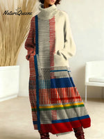 Women's Geometric Pattern Art Print Casual Cotton Knitted Dress