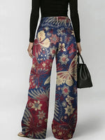Women's Floral Butterfly Pattern Art Print Casual Stylish Denim Pants