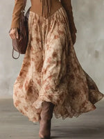 Women's Floral Fringe Art Casual Long Sleeve Maxi Dress