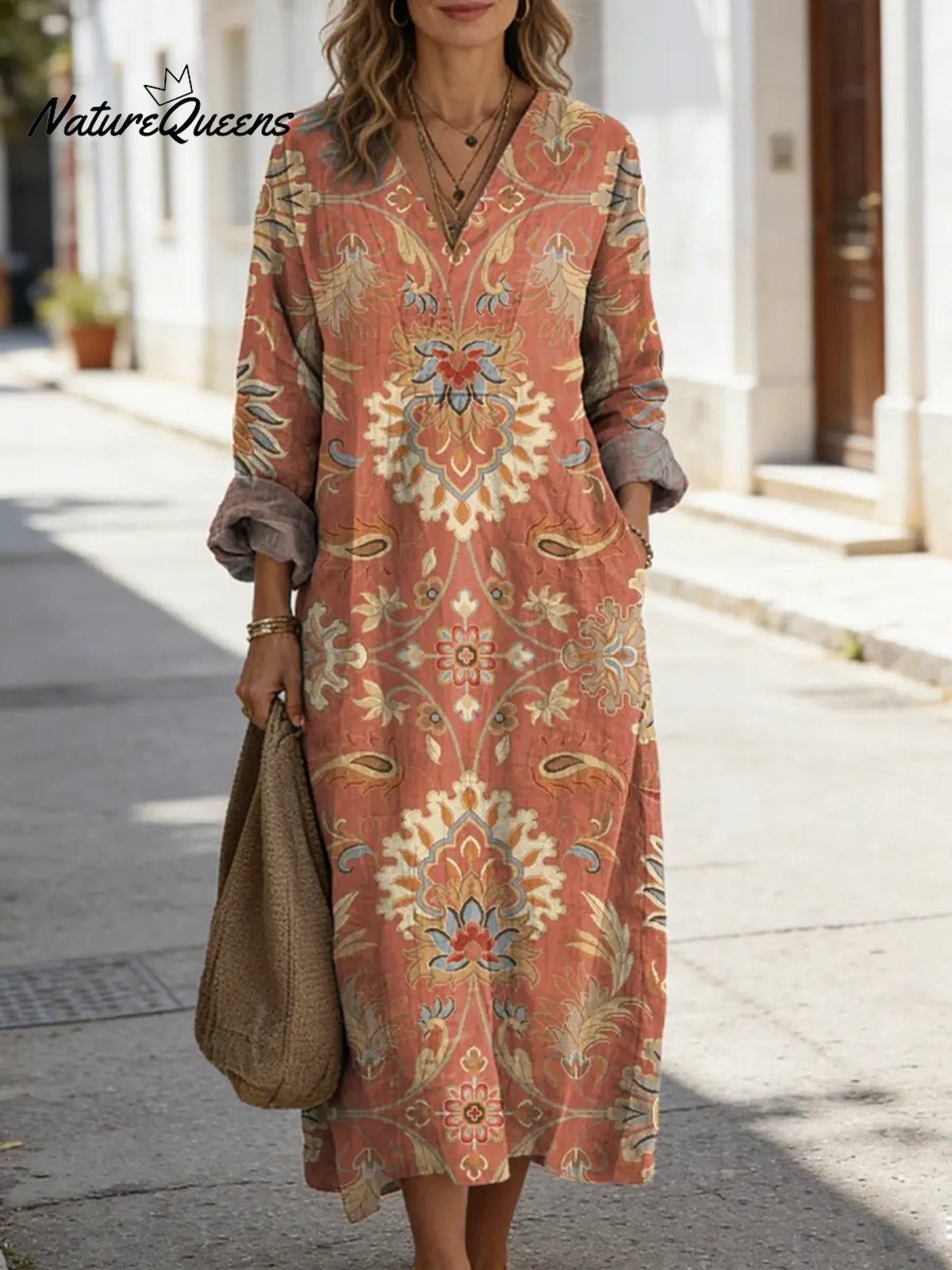 Women's Floral Art Print Casual Cotton Dress