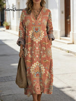 Women's Floral Art Print Casual Cotton Dress