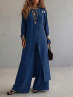 Casual Long Top And Pants Two-piece Set