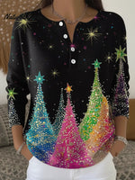 Women's Retro Glowing Christmas Tree Casual Printed Sweater