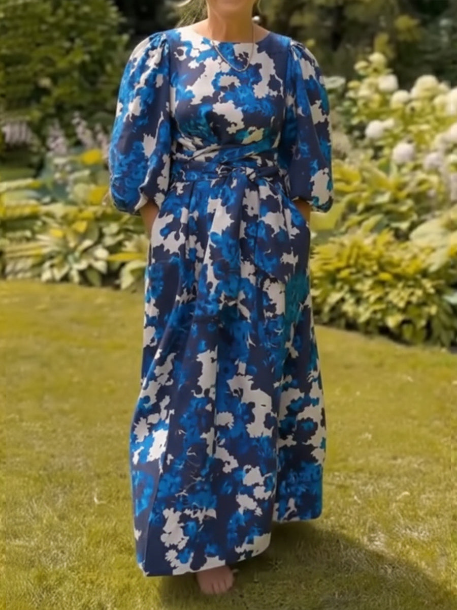 Artistic Printed Linen And Cotton Dress