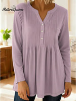 Women's Cozy Stretchy Knitted Pleated Cotton Top