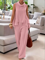 Women's Cozy Linen And Cotton Sleeveless Top And Pants Two-piece Set
