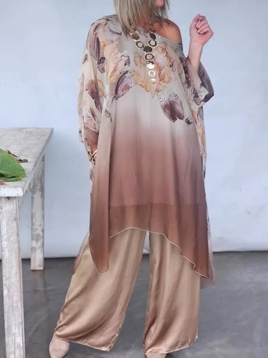 Women's Cozy And Flowing Floral Print Chiffon Top