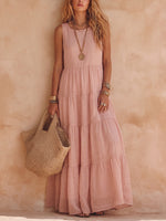 Women's Solid-color Sleeveless Cotton Dress