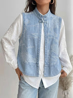 Stylish Casual Jacquard Denim Vest