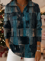 Women's VintageGeometryArt Print Casual Sweater