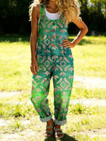 Women's Flowers Floral Casual Cotton Vest Denim Jumpsuit