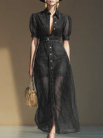 Women's Patchwork Organza Mini Dress And Organza Skirt Two-piece Set