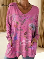 Women's Floral Pattern Art Print Casual Cotton T-shirt