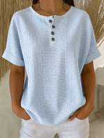 Artistic Cut Striped Cotton-linen Shirt Blouse