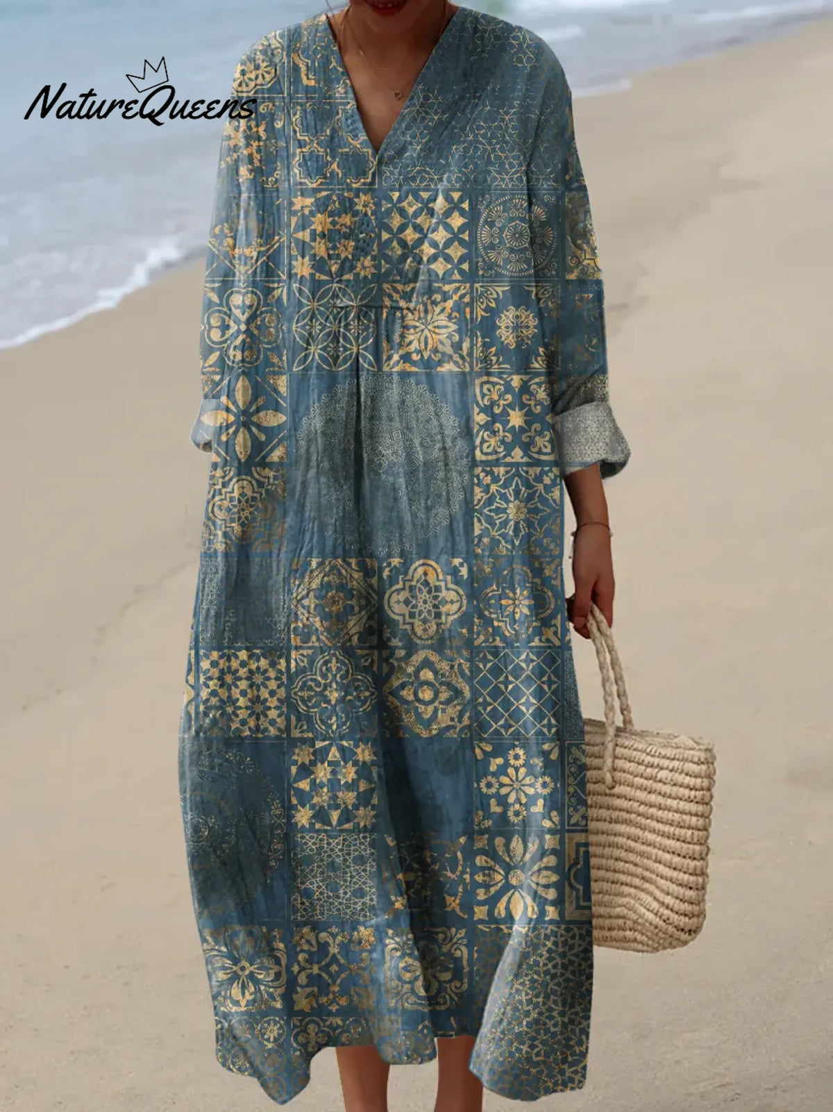 Women's Vintage Pattern Art Print Casual Cotton Dress