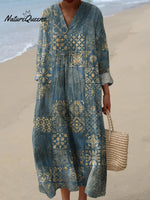 Women's Vintage Pattern Art Print Casual Cotton Dress