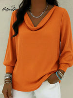 Cozy Vintage Cowl Neck Lantern Sleeve Pullover