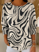 Women's Abstract Stripes Casual Pullover Sweater