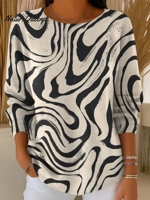 Women's Abstract Stripes Casual Pullover Sweater